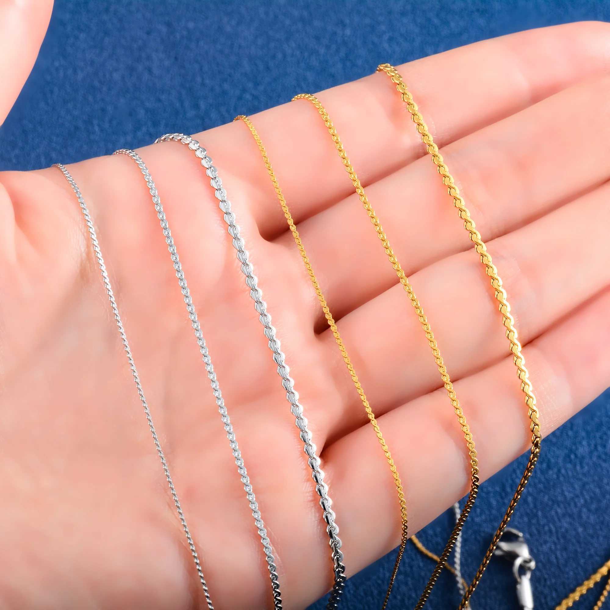 0.8/1.1/1.5mm Thin Necklace for Women Ladies Dainty Cable S Chain on Neck Collar Choker Stainless Steel Jewelry Accessories GiftX240919