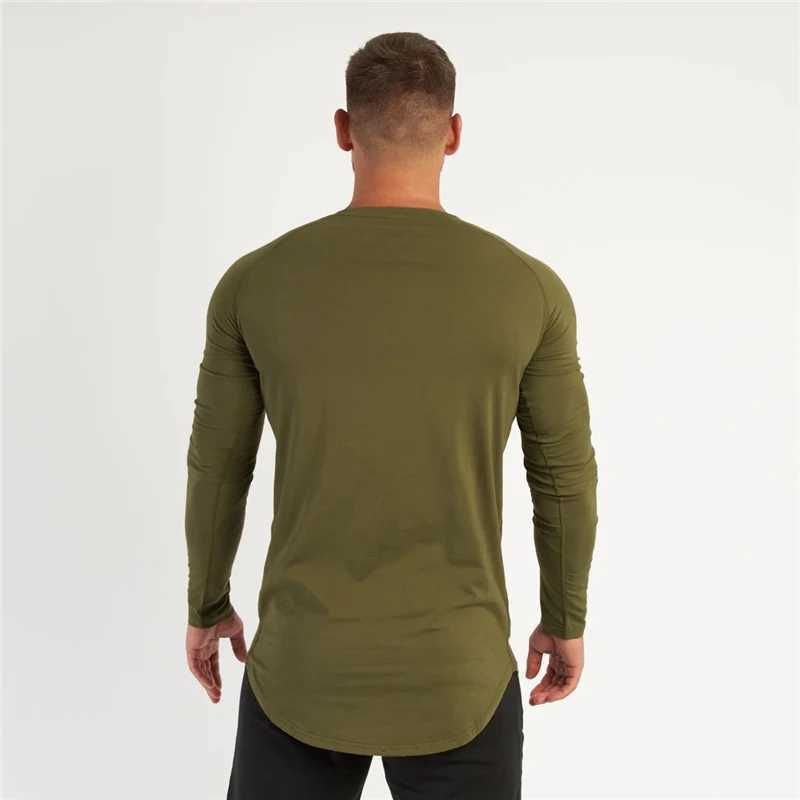 Spring Autumn Slim Fit Cotton Fitness Long Sleeve T Shirt Men Sports T-Shirt O-neck Running Tee Shirt Gym Bodybuilding TshirtX240919