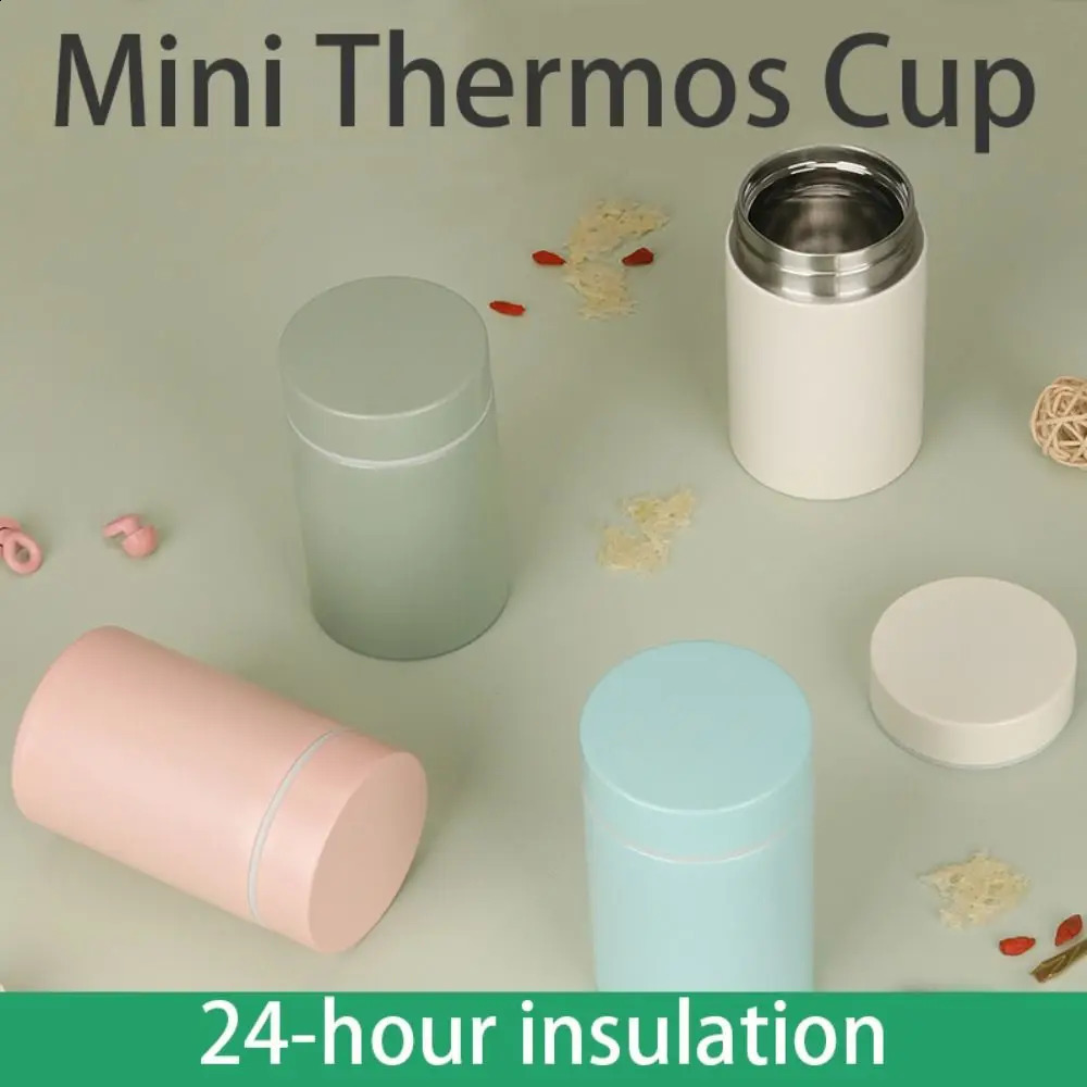 Cute Portable Insulation Cup Stainless Steel Mini Pocket Braising Beaker White Fungus 260ML Insulated Lunch Box Student Worker y240918