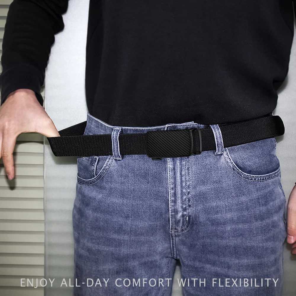 Mens new tactical strap with metal automatic buckle elastic strap casual nylon tool training strap mens Trouser strap W240920
