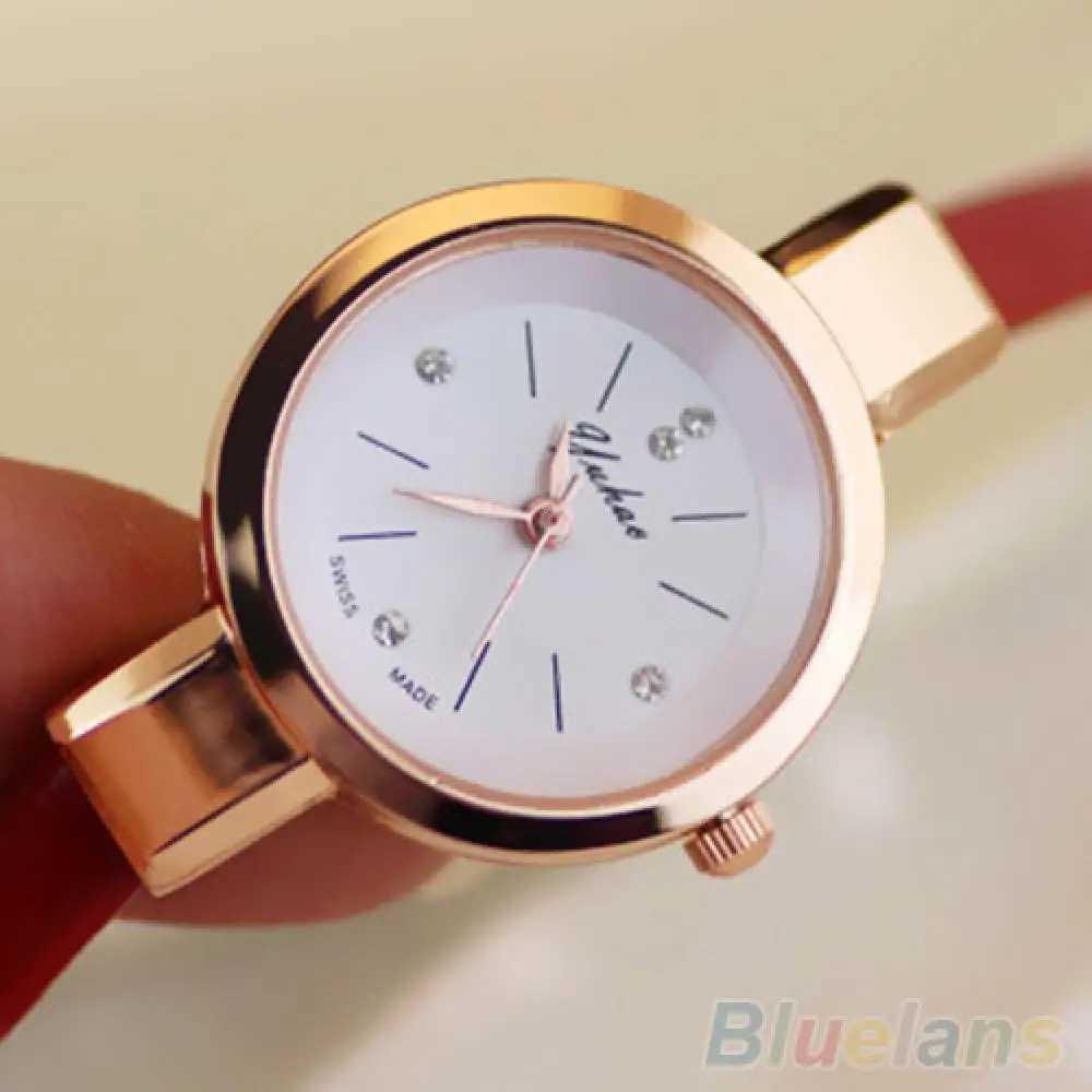 Women Wrist Watch Rhinestone Faux Leather Band Super Thin Slim Strap Clock Quartz Analog Wrist Watch Reloj Mujer Ladies WatchX240920