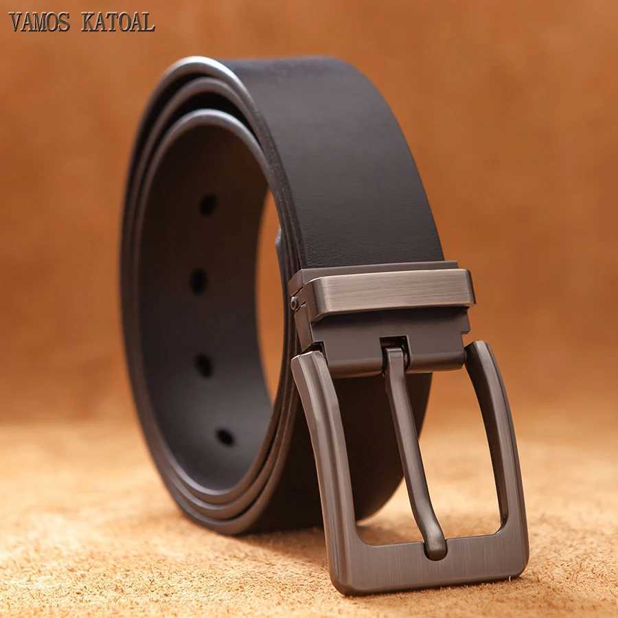 Cowhide mens real leather belt pin buckle jeans waist belt for men black brown commuting belt business belt Ceinture Homme W240920