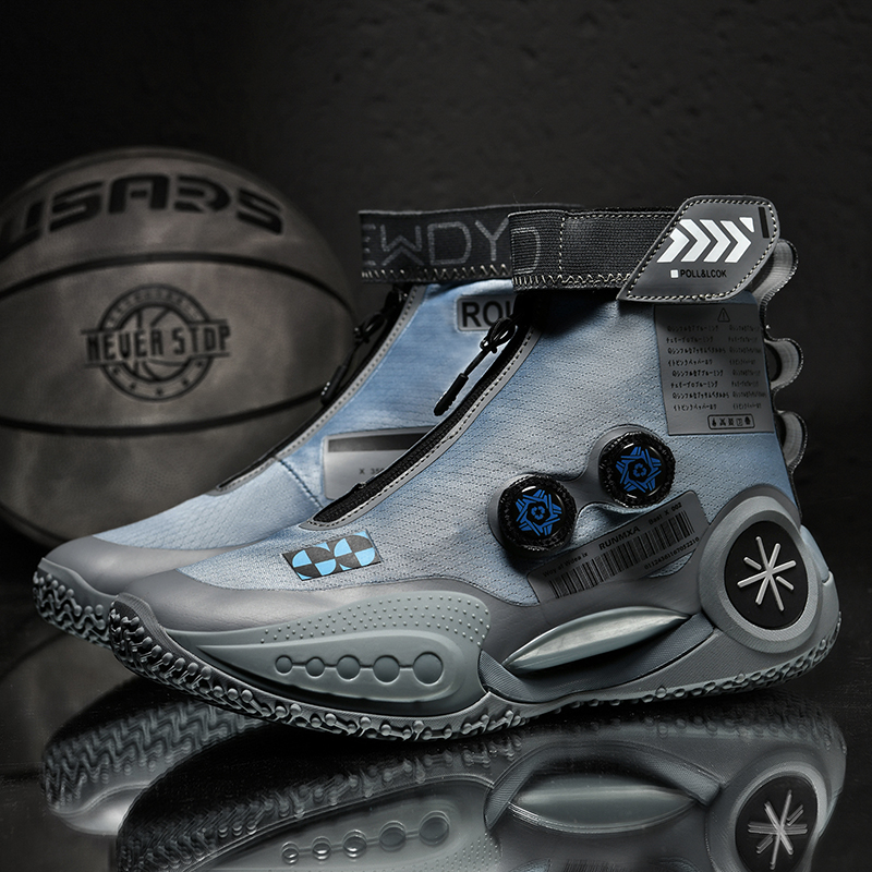 2024 New men's outdoor sports shoes, knitted breathable high top basketball shoes, casual sports shoes, wear-resistant and trend