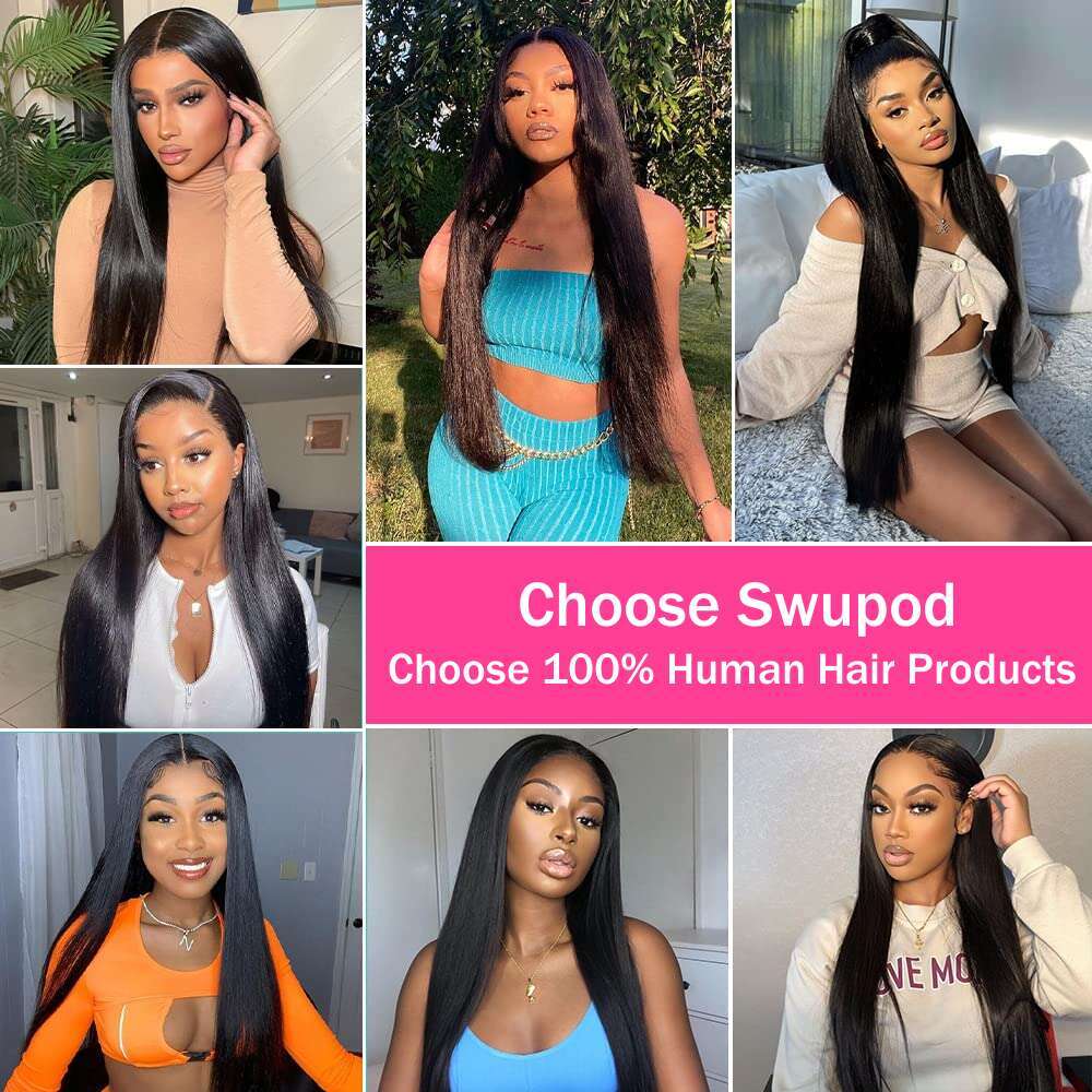 Swupod 13x4 13x6 HD Wig for Women Straight Remy Brazilian Natural Black Frontal Lace Front Human Hair Wigs