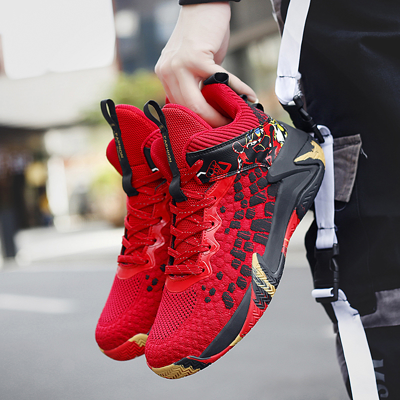Brand Fashion Red Basketball Shoes For Men Women Sport Sneaker Outdoor Anti-slip Basketball Sneakers Men Athletic Gym Shoes