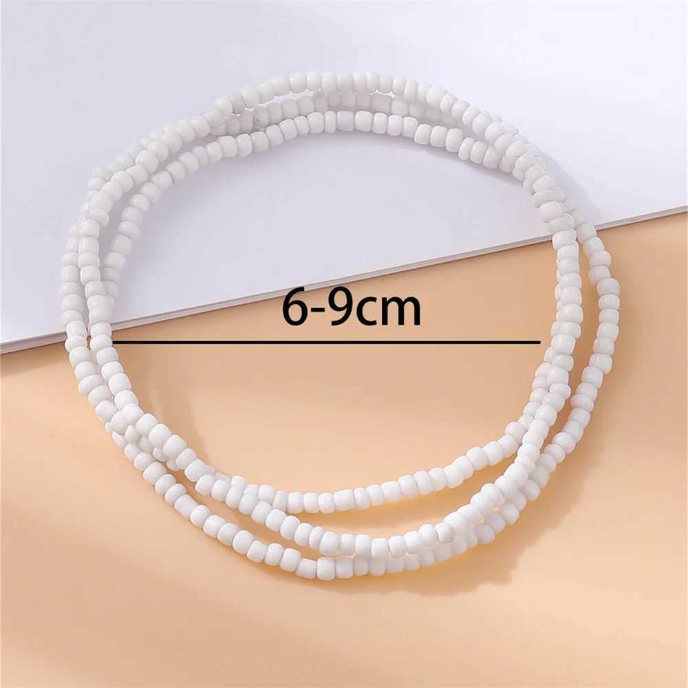 3pcst Vacation Beach Summer Bohemian Style Minimalist Elastic Beaded Anklet Jewelry For Women For Daily Decoration Y240920