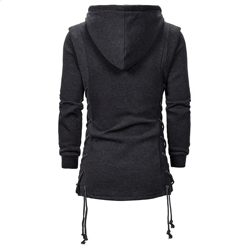 Mens Black Fashionable Zipper Hoodie Sportswear Hip Hop Casual Street 240911