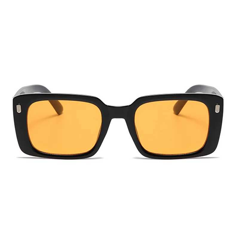 Vintage Square Sunglasses Womens Mens Brand Designer Sunglasses Mirror Vintage Sunglasses Womens Fashion Rivet Orange Lens Y2X240920