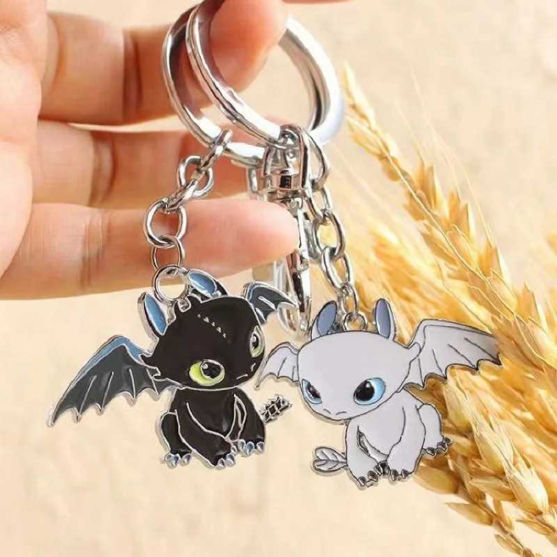 Toothless Dragon Keychain Cute Cartoon Couple DIY Buckle Pendant with Male and Female Ring Ins Personalized and Creative New SchX240919