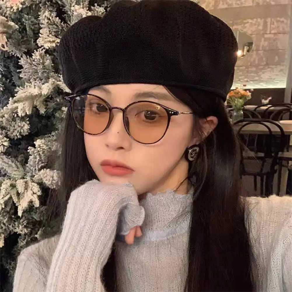 Color Changing Anti Blue Light Glasses Fashion Circular Glasses Frame UV Protection Outdoor Beach Sunglasses For Men WomenX240920