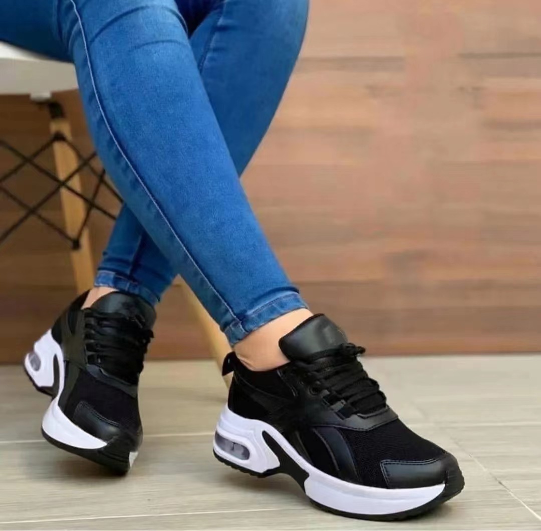 Sneakers 36-43 Autumn New Lace Up Wedge Platform 2022 Ladies Outdoor Fashion Air Cushion Casual Running Shoes 987