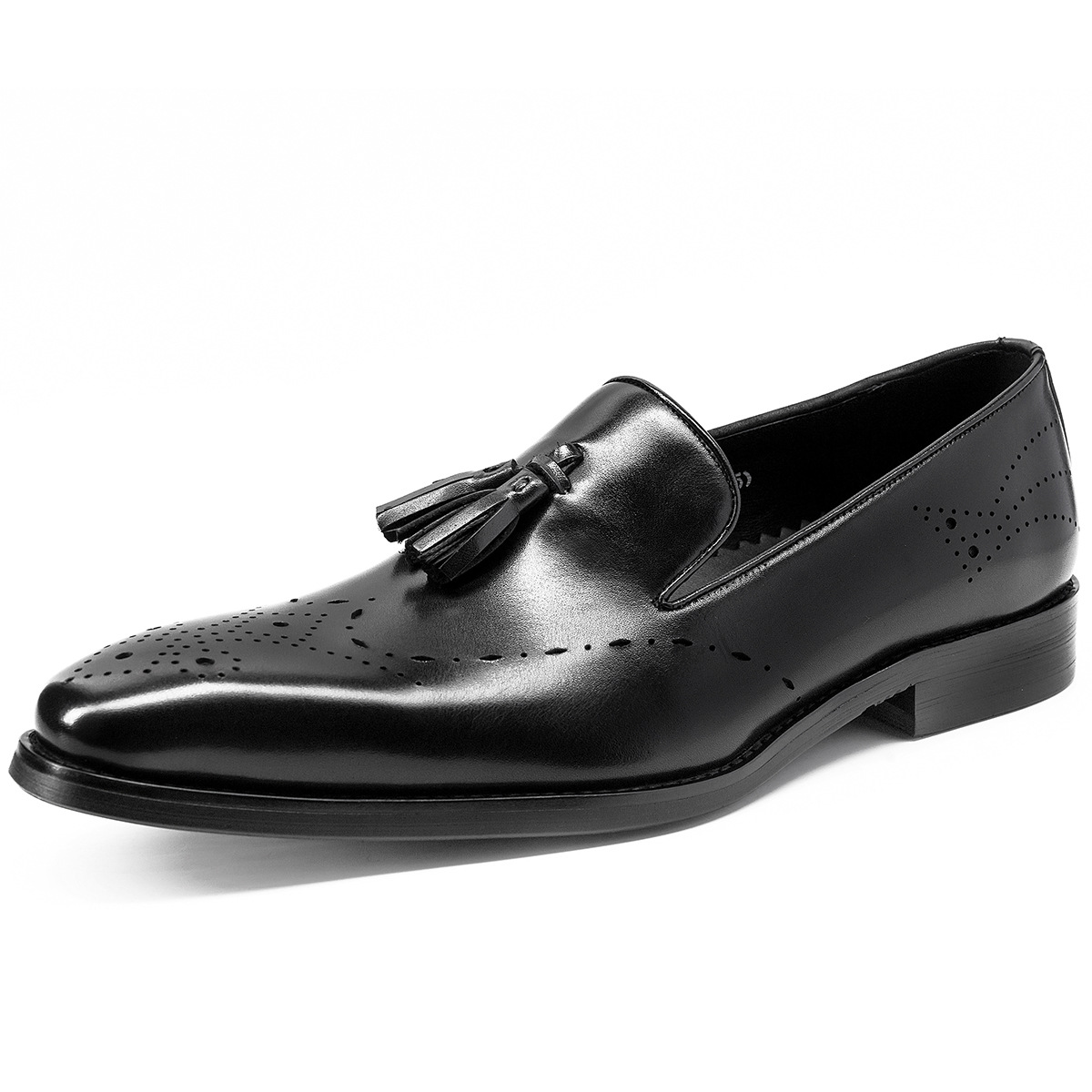 Classic Handmade Mens Tassel Loafers Genuine Leather Slip-on Buckle Wingtip Italian Style Brogue Wedding Dress Shoes for Men