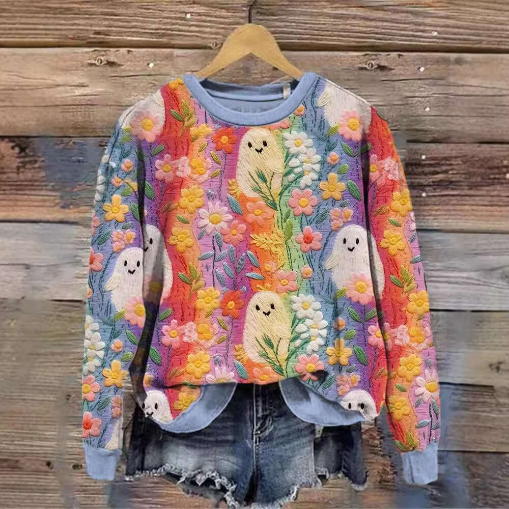 Hallowmas LT Autumn/winter New Hoodie 3D Digital Printed Womens Halloween Pumpkin Festival Trendy Round Neck Top Designer Coat Women Womens Coat Autum