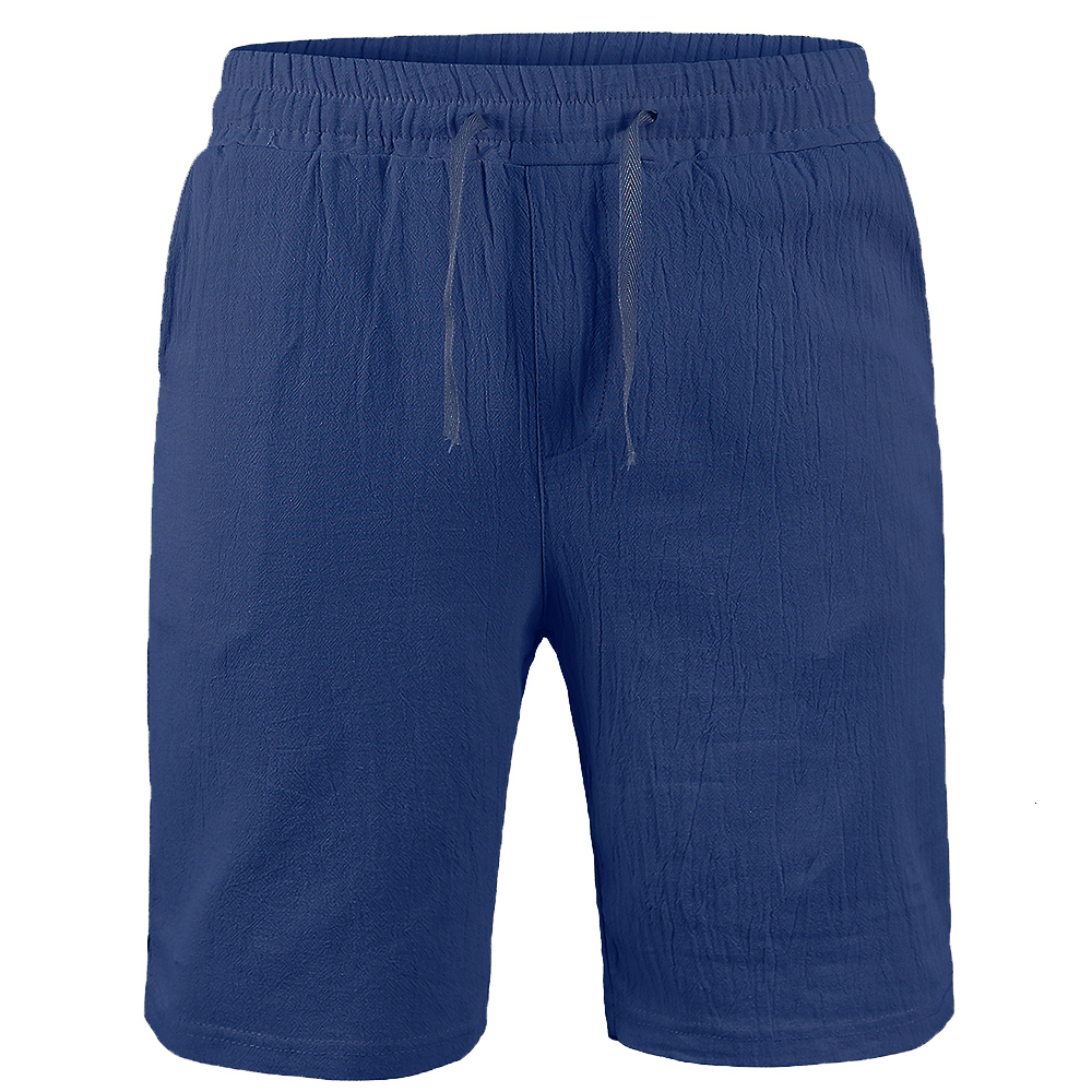 Men's Cotton Short Pants Men Summer Breathable Solid Color En Shorts Loose Casual Lace Up Bottoms
