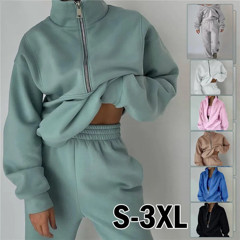 Solid womens track suit casual hooded sweatshirt sports pants set lounge clothing sportswear two-piece set womens autumn and winter clothing 240920