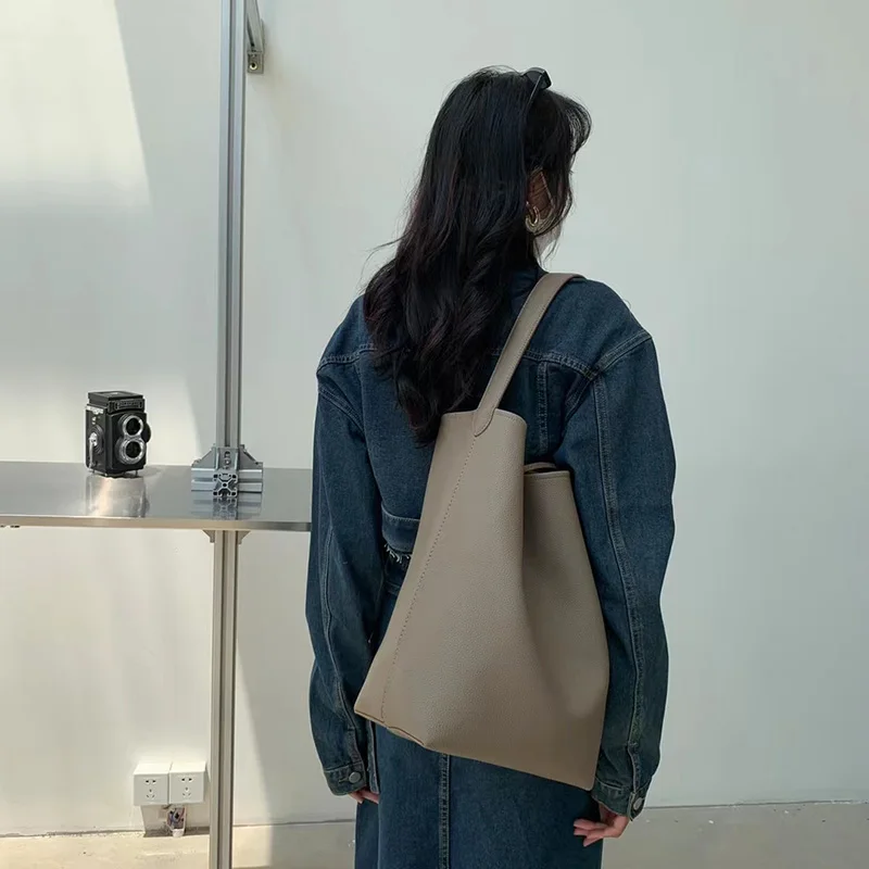 Korea Bucket Bag Designer Tote Bag for TLXT Women Sling Shoulder Bag Large Capacity Handbag Shopper with Small Bag