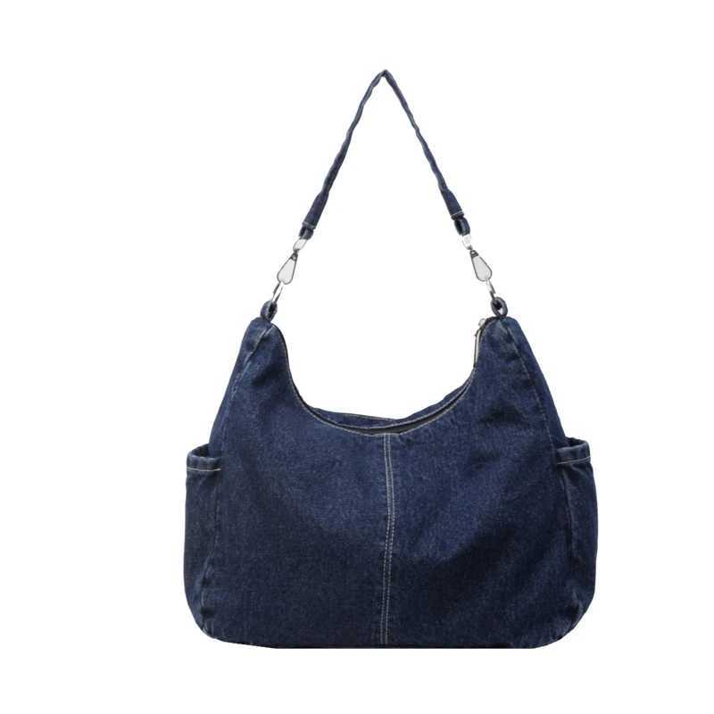 Fashion Denim Sewing Thread Solid Interior Compartment Shoulder Bags 2024 High Quality for Women Zipper Women s Handbags 240920