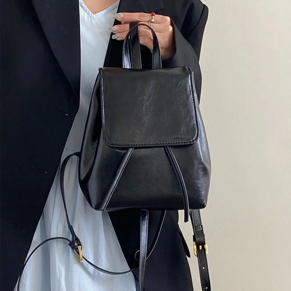 Womens Fashion Leather Backpack Unisex Retro Brown School Bag Girls Multi functional Handbag Shoulder Bag Leisure Travel Backpack 240918