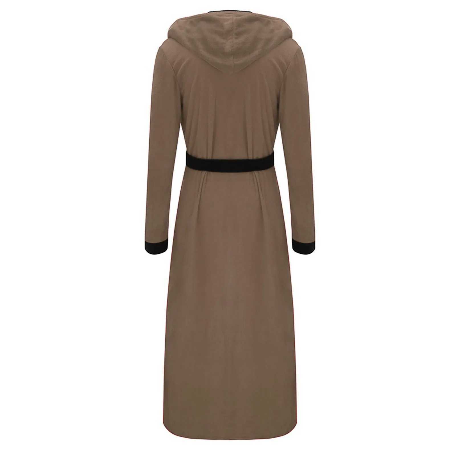 Mens Winter Plush Bathrobes 2023 Winter Lengthened And Thickend Shawl Night Gown Clothes Hooded Long Sleeved Pajama Loungewear Y240919