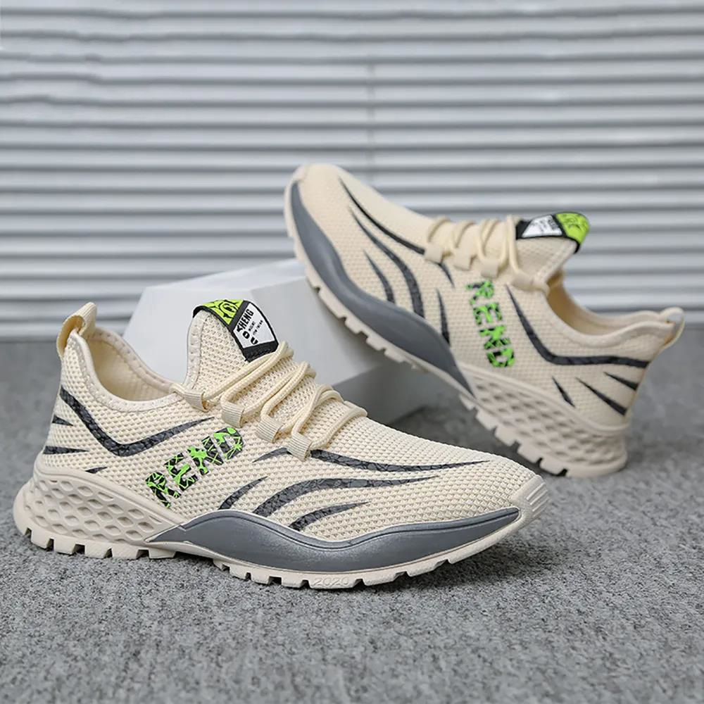 Korean New Version Men's New Casual Breathable Mesh Comfortable Sneakers Lace-up Walking Shoes 1eb2