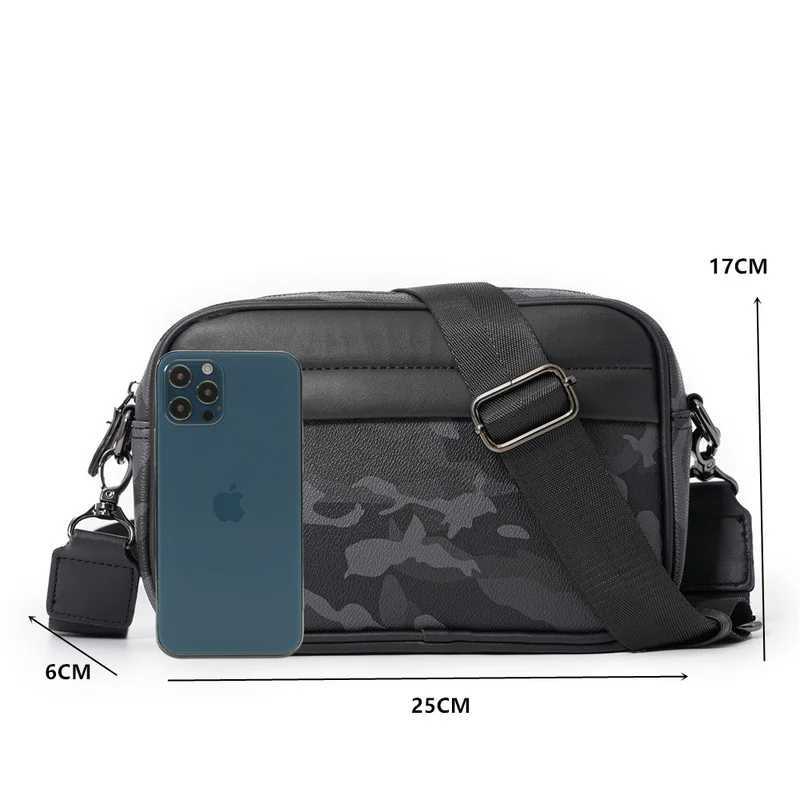 Camouflage PU Leather Messenger Bag Men Fashion Design Mens Crossbody Bags Multifunction Sling Shoulder Bags Man Luxury Handbag Z240919