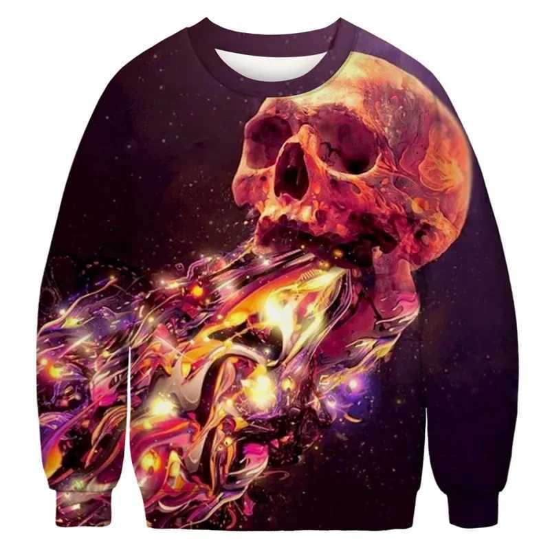 Halloween Fake Bloody Graphic Sweatshirt For Men Cool 3d Printed Skull Pullovers Personality Cosplay Long Sleeves Tops Hoodies Y240920