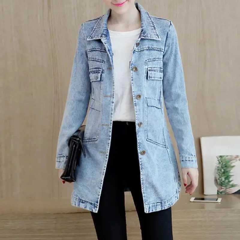Trending Products Large Size Trench Coat Women Outerwear Denim Jacket Embroidery Autumn Clothing European Fashion 2024X240920