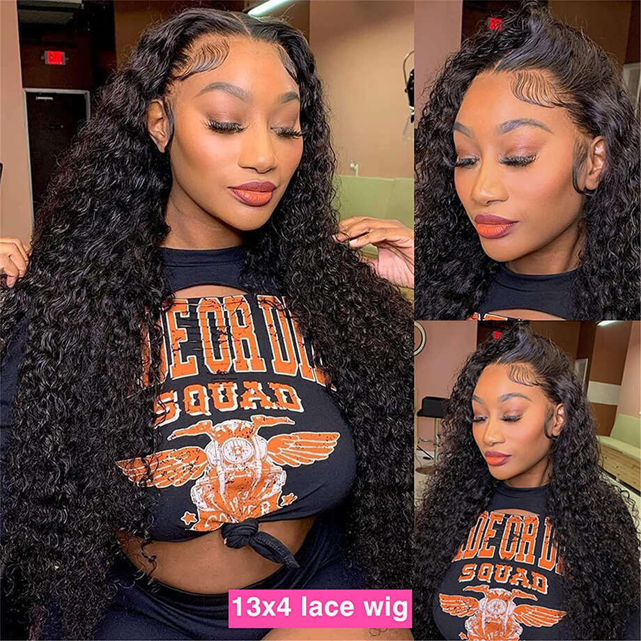 HairUGo 13*4 13x4 Jerry Front For Women Non-Remy Brazilian Curly Lace Wigs Human Hair