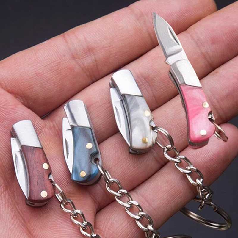 Mini Folding Knife Pendant Keychains Outdoor Hiking Camping Portable Penknife Keyrings Peel Fruit Tools Small Gifts SouvenirX240919