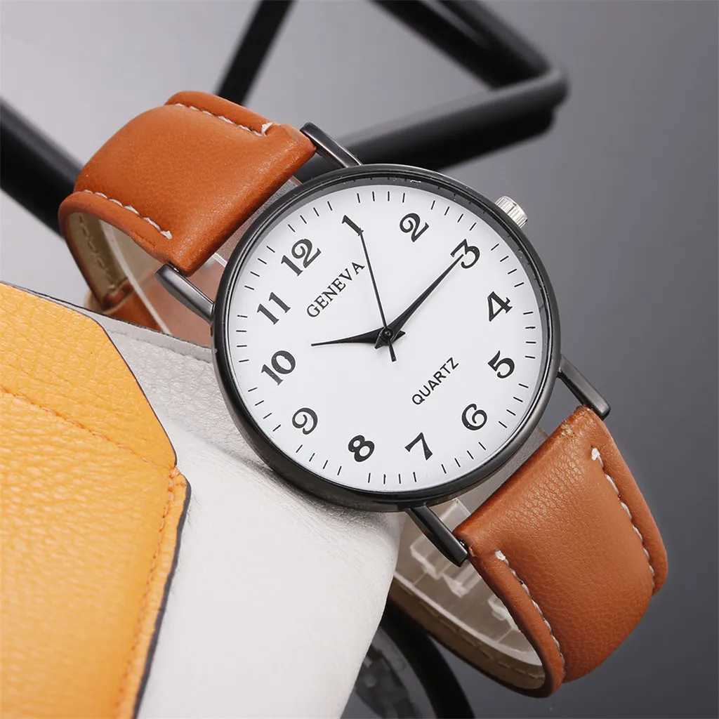Simple Watches For Women Casual Quartz Watch Fashion Leather Wristwatch Round Digital Dial Watches Montre FemmesX240920