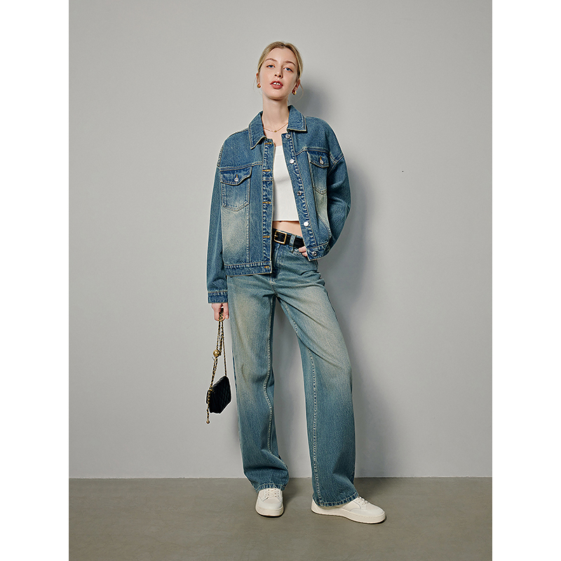 2026 TOYOUTH High Waist Denim Trousers Female Loose Straight Jeans Women Streetwear Casual Long Pants