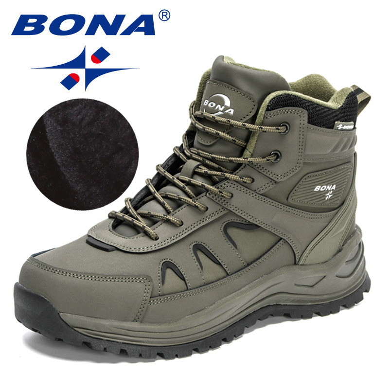 New 2023 BONA New Designers High Top Hiking Men Anti-Slip Outdoor Climbing Trekking Shoes Man Tactical Plush Winter BootsBoots ca45
