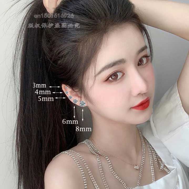 New Medical Stainless Steel Titanium Zircon Crystal 4 Prong Tragus Earnail Earrings Suitable for Womens Perforated Earnail Jewelry W240919