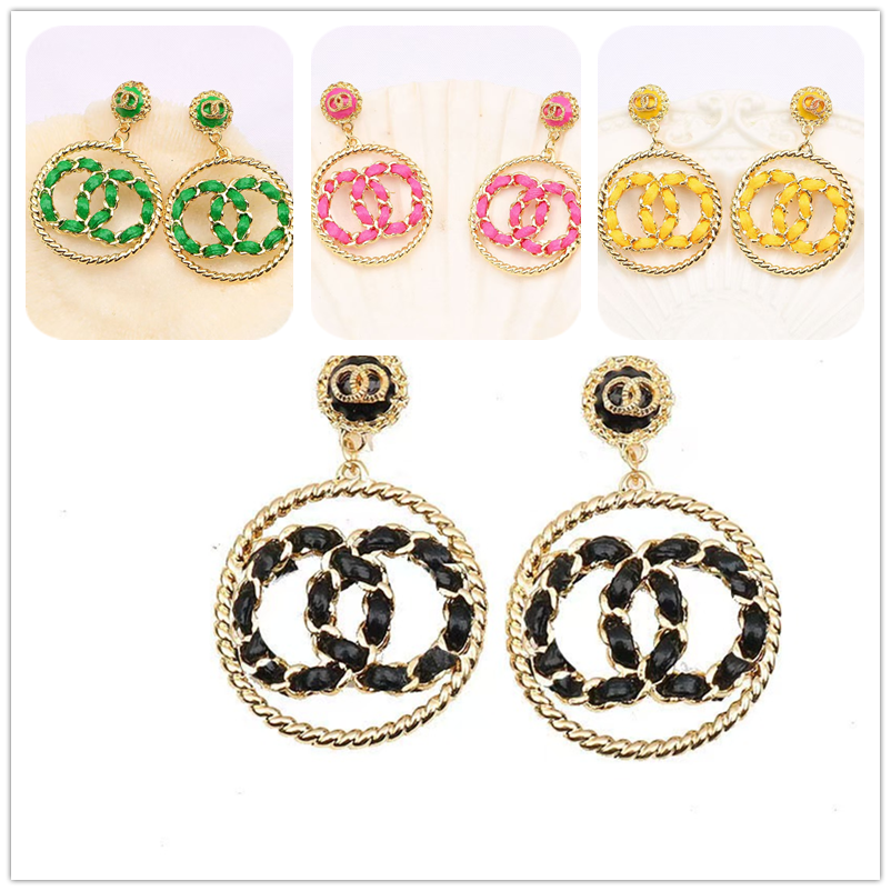 Fashion Designer luxury earrings Stud Earrings for Women Fashion Brand Double Letter Geometric Big Annulus Earring Inlay Crystal Rhinestone Eardrop Weddi Jewelry