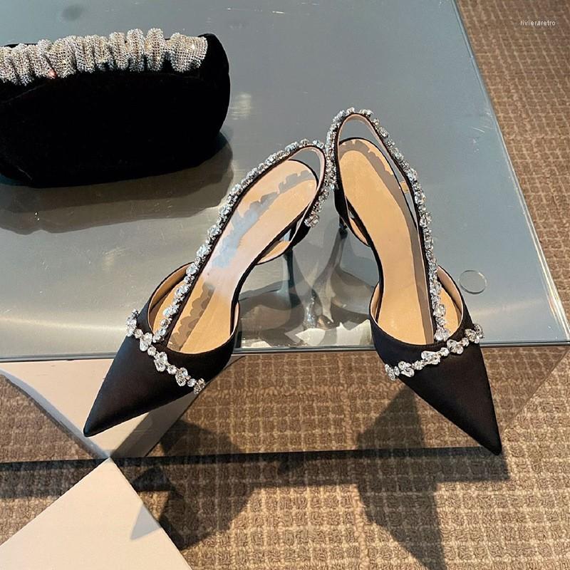 Sandals Elegant French Rhie Closed Toe Women's Pointed Small Heel Single-layer Shoes Stiletto Fairy White