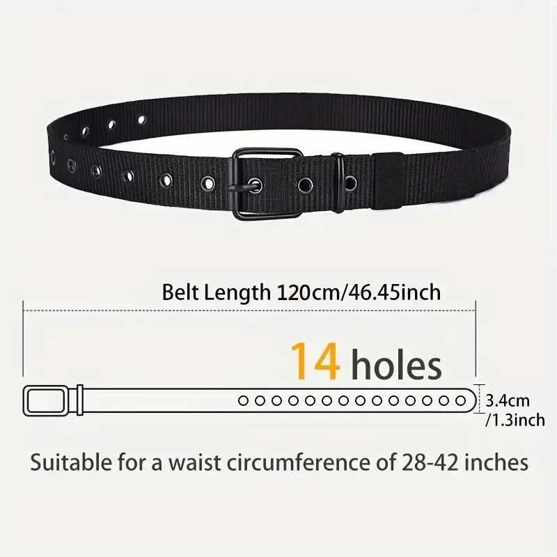 Mens waist belt pin buckle leather outdoor sports porous canvas belt womens fashion jeans travel tactical belt W240920
