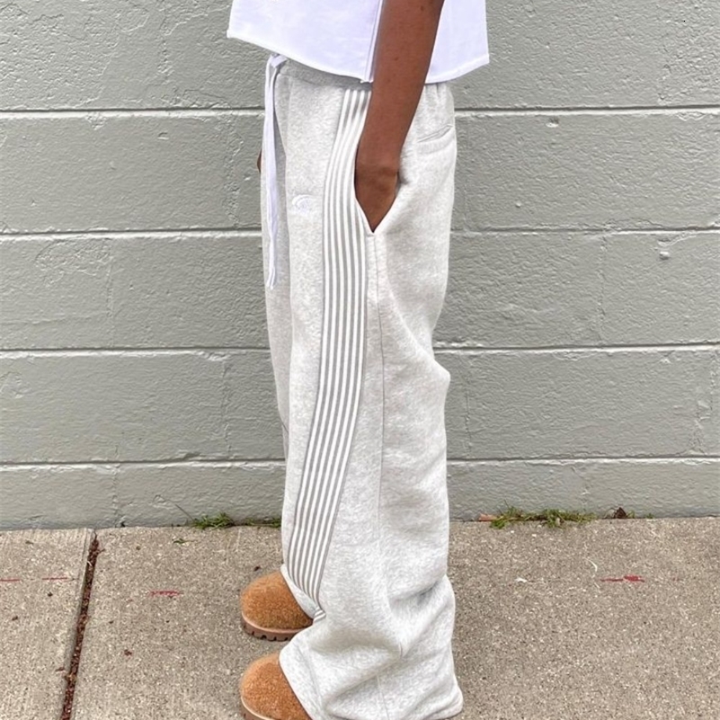 American Retro Striped Knitted Pants Men Y2k Street Harajuku Trendy Oversized Trousers Loose Casual Wide Leg Pant y240919