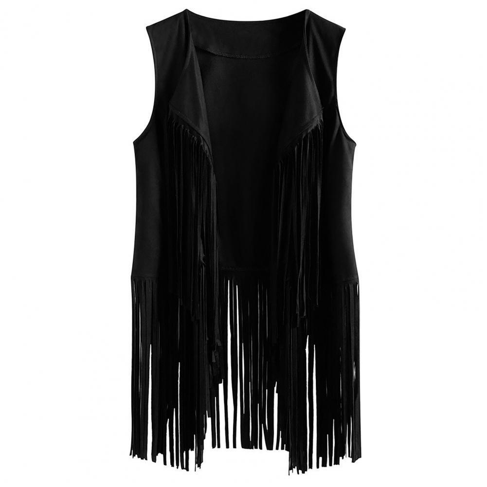 Women Cardigan Tassel Fringed Vintage Western Cowboy Cosplay Coat Sleeveless Stage Performance Role Play Lady Waistcoat