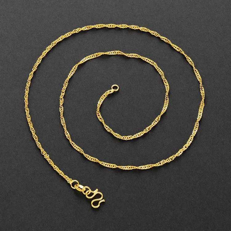 Real 14K Gold Color Necklace Chain for Womens Clavicle Chain Neck Collare for Girlfriend Fashion Birthday Jewelry Gift Not FadeX240919