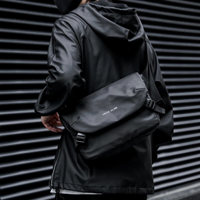 Waterproof Crossbody Bag Mens Large Capacity 15 inch Laptop Fashion Shoulder Solid Black Light Portable Anti theft Zipper 240919