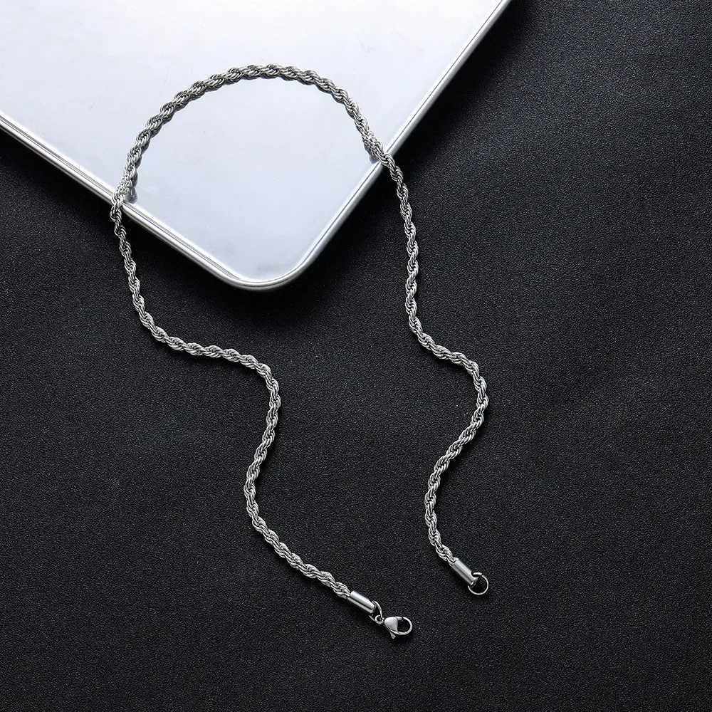 2-6MM Stainless Steel Necklace For Women Men Never Fade Waterproof Twisted Rope Chain Fashion Jewelry 16-30 inchesX240919