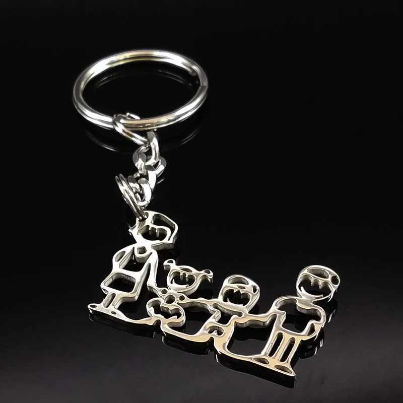 Family Boy Girl Mom Dad Gift Stainless Steel Key Ring Jewelry Silver Color Keychain Christmas Gifts llavero familia K346S01X240919