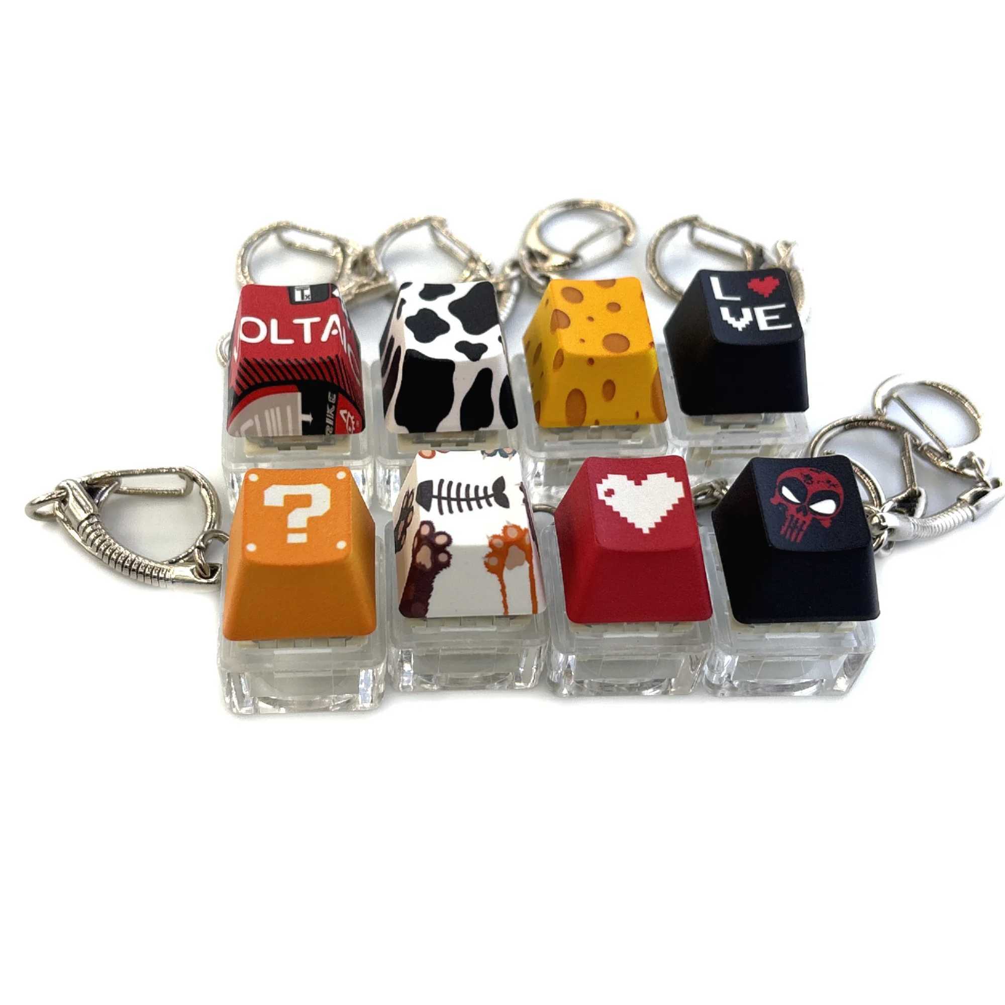 Decompression Keychain Mechanical Keyboard Button Keyring Fingertip Key Cap Pendant Antistress ToyX240919