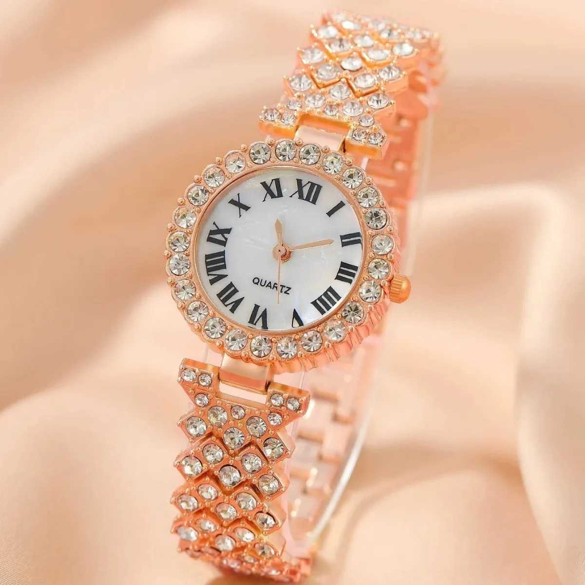 Luxury Brand Design Watches 6PCS Set Women Watch Female Clock Roman Dial Casual Ladies Quartz Wristwatches Bracelet Set RelojesX240920