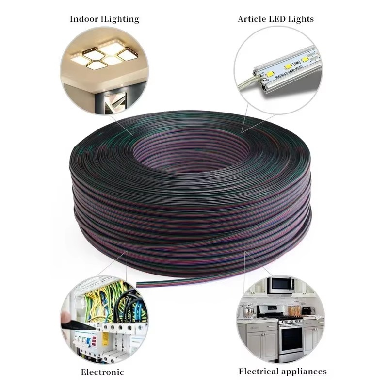 Lighting Accessories 2 3 4 5 6 Pin Extension Wire 22AWG Connector Cable Cord 100m per rolls For RGB RGBW RGBWW SMD WS2812B LED Strip DIY