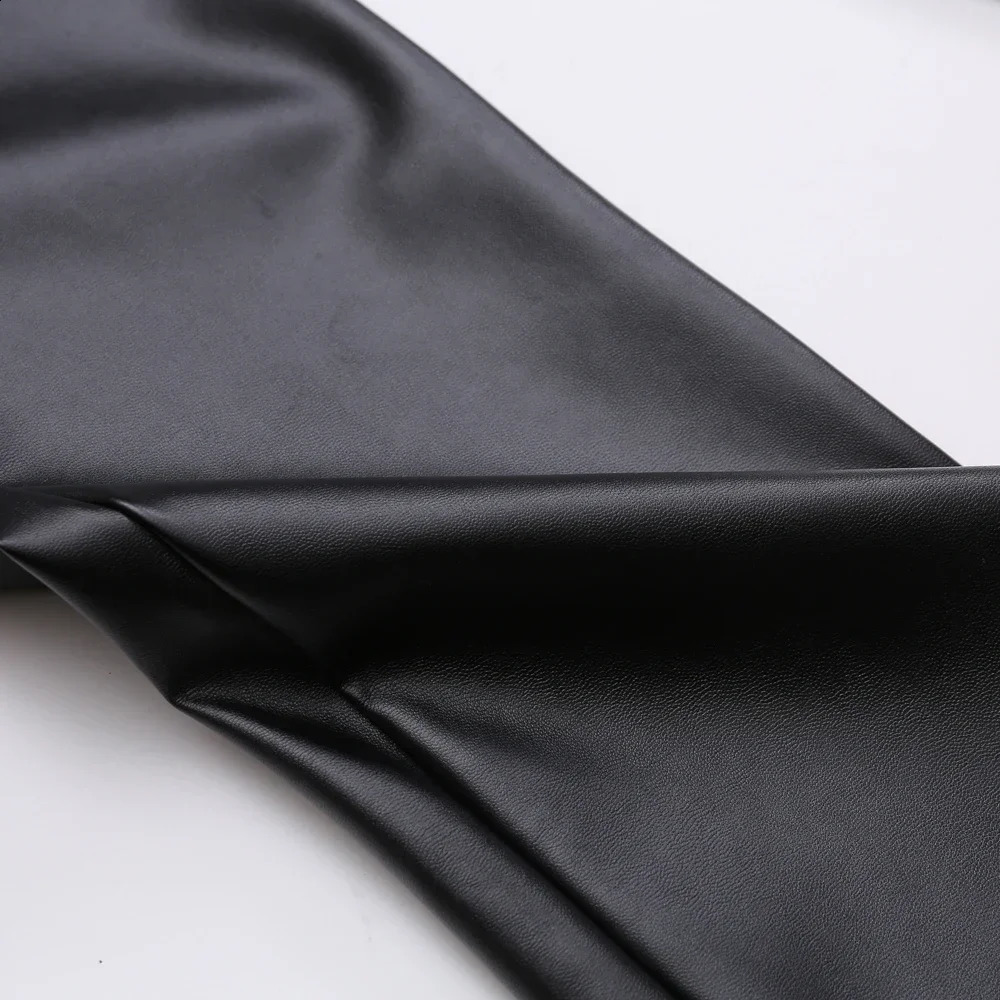 Mens leather pants slim fit elastic fashion PU cyclist nightclub party and dance thin 240913