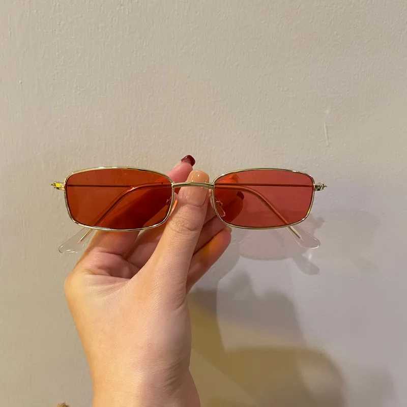 Trendy Vintage Metal Frame Sunglasses Small Rectangle Square UV400 Sun Glasses Fashion Retro Colorful Lens Men Women EyewearX240920