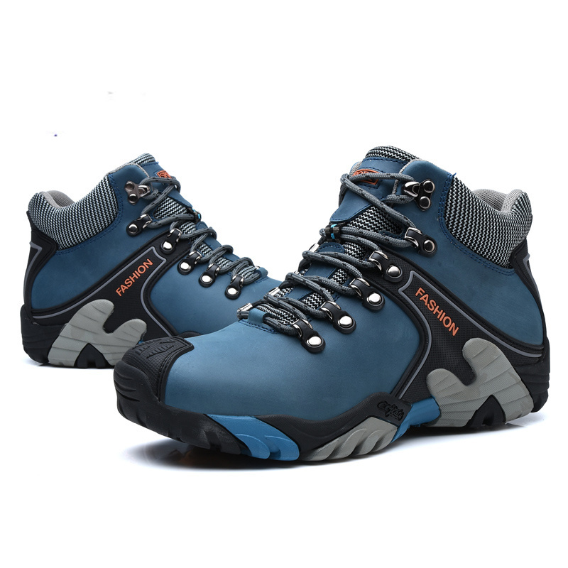 Genuine Blue Leather Winter Men's Hiking Outdoor Sports Shoes Man High Quality Trekking Boots For Men chaussures de sport dfe3 5553