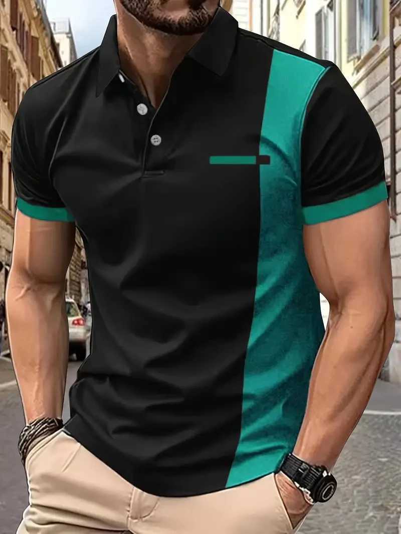 Summer Fashion Striped Polo T-Shirt Casual Mens Shirt Breathable Golf Oversized Short Sleeved Sports Top Trend StreetwearX240920