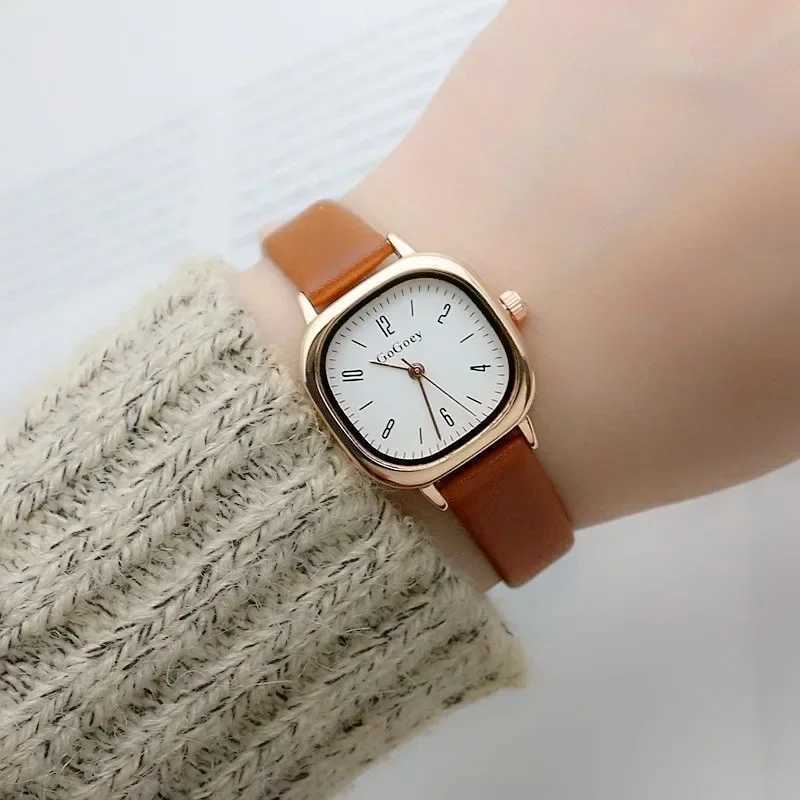 Women Watch Casual Wrist Watches Retro Square Quartz Digital Mini Dial Leather Strap Fashionable Clock Waterproof WristwatchX240920